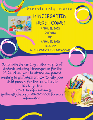 Kindergarten Here I Come! | Sonoraville Elementary School