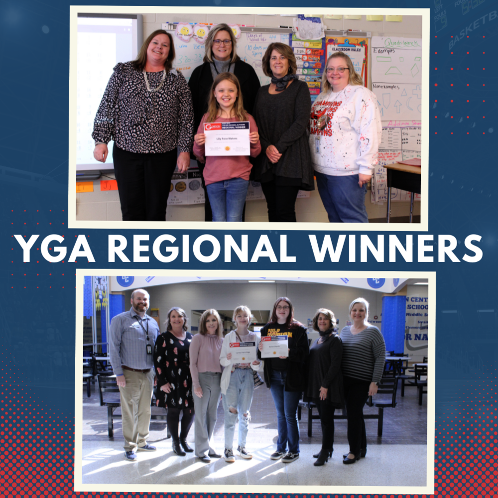 YGA REGIONAL WINNERS - With two groups of adults and students pictured