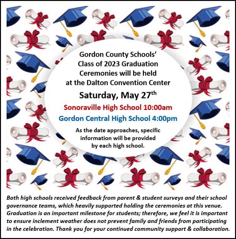 SHS Class of 2023 Graduation Ceremony Date May 27th 10 AM