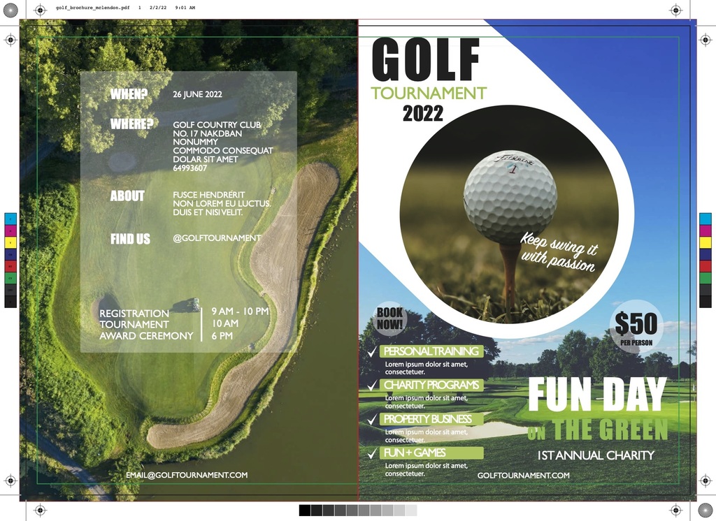 Mock Up Golf Brochure Created by Students