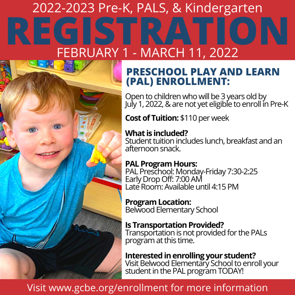 Preschool Play and Learn Registration is ongoing! For more information visit Belwood Elementary School! 