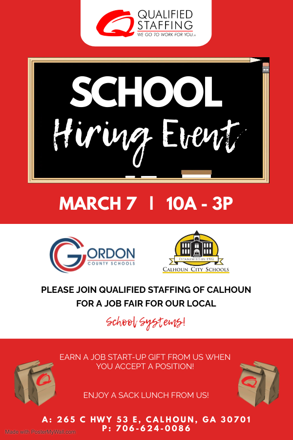 School Hiring Event: March 7 10:00 AM - 3:00 PM