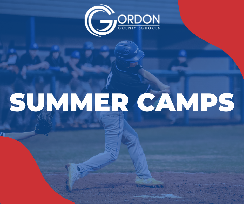 GCS Logo - Summer Camp Information - a baseball player background