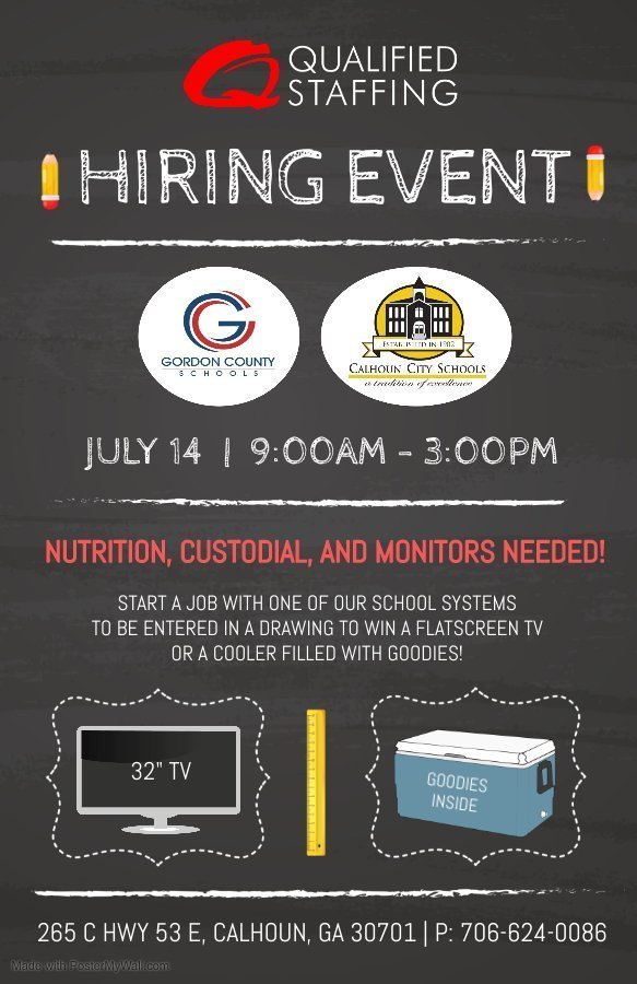 HIRING EVENT - JULY 14TH FROM 9:00 AM TO 3:00 PM